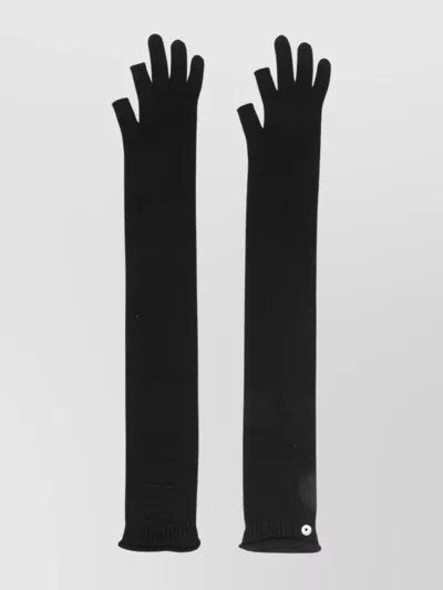 Rick Owens Knitted Wool Gloves Fingerless Design In Black