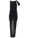 Rick Owens Knitted Wool Long Dress In Black