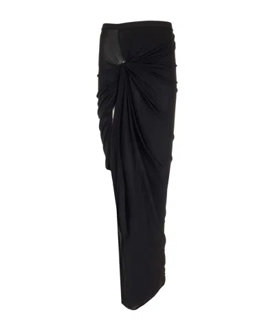 Rick Owens Knot-detail Crepe Skirt In Black