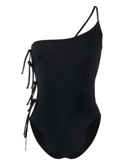 Rick Owens Taco Badeanzug Mit Asymmetrischer Schulterpartie Und Bindedetail In Schwarz