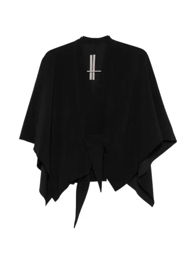 Rick Owens Knotted-waist V-neck Blouse In Black