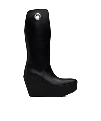 Rick Owens Kowboy Square Head Boots In Black