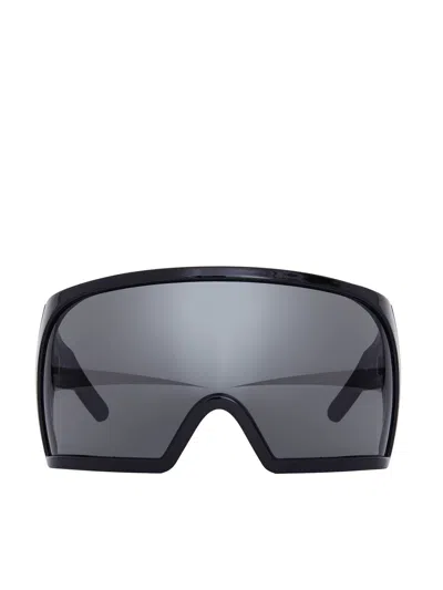 Rick Owens Kriester Shiny Sunglasses In Black