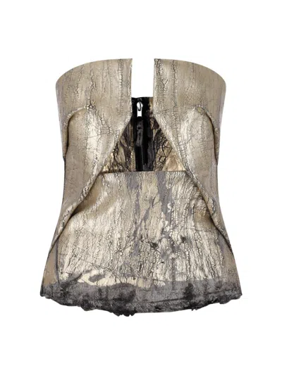 Rick Owens 'kunst' Bustier Top In Gold