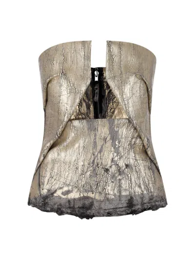 RICK OWENS RICK OWENS "KUNST" BUSTIER TOP – GOLD
