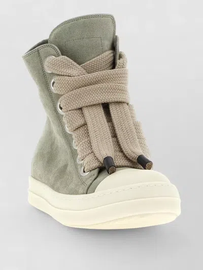 Rick Owens Lace Detail High Top Casual Boots Sneakers In Green