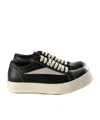 Rick Owens Women Black Low Top Sneakers With Contrasting Stitching In Leather Woman In Multi