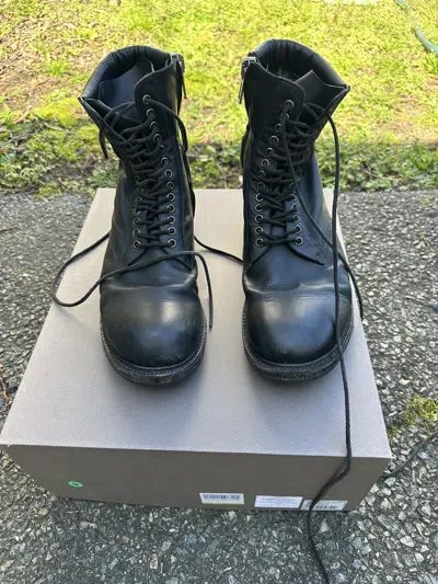 Pre-owned Rick Owens Lace Up Combat Boots In Black
