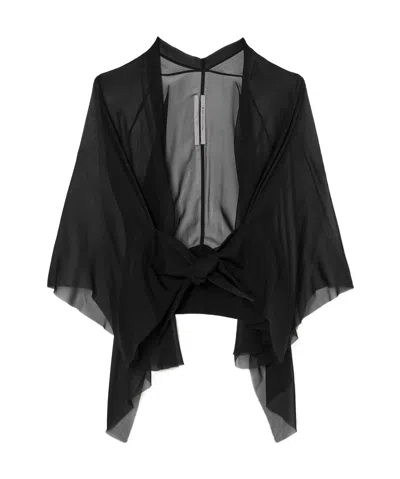 Rick Owens Asymmetric Silk-chiffon Jacket In Black