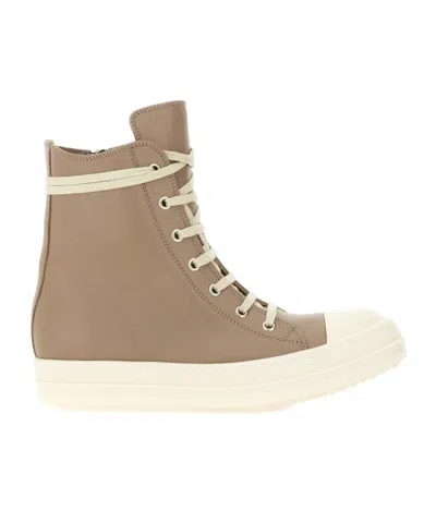 RICK OWENS LEATHER ZIP-FASTENING HIGH-TOP TRAINERS