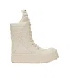 Rick Owens White High-top Sneakers With Platform Sole In Nude