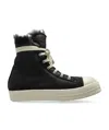 Rick Owens Shearling-lined Lace-up Sneakers In Black