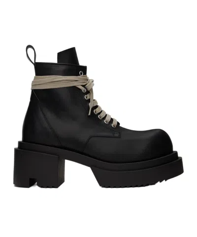 Rick Owens Lace-up Leather Boots In Black