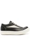 Rick Owens Women Black Low Top Sneakers With Contrasting Stitching In Leather Woman In Black