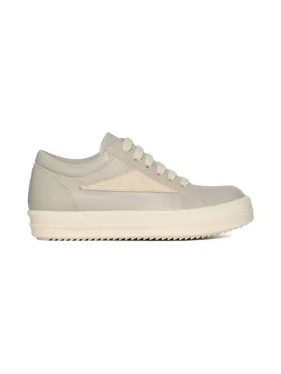 Rick Owens Kids' Lace-up Leather Sneakers In Neutral