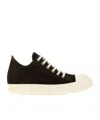 Rick Owens Low-top Round Toe Sneakers With Contrast Sole In Black