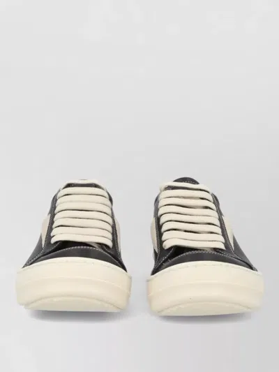 Rick Owens Lace Up Low Top Shoes Contrast Sole In Black