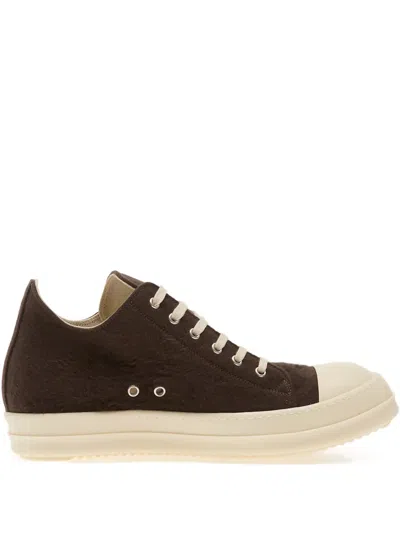 Rick Owens Lace-up Low-top Sneakers In Brown