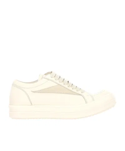 Rick Owens Lace-up Low-top Sneakers In White