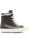 Rick Owens Zipped Leather High-top Sneakers In Black