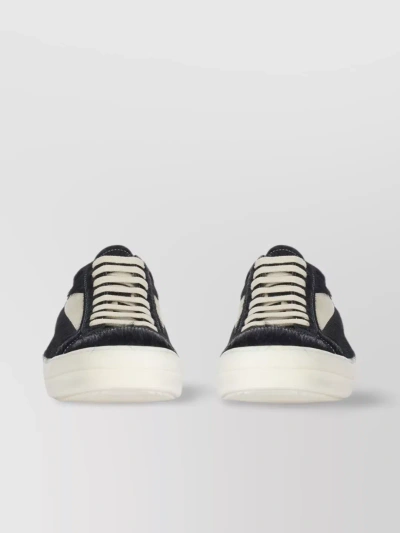 Rick Owens Lace-up Sneakers Panelled Fur Texture In Black