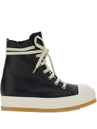 Rick Owens Lace-up Zip-fastening Sneakers In Black