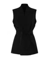 Rick Owens Wool Vest With Tie Waist And Shawl Collar In Black