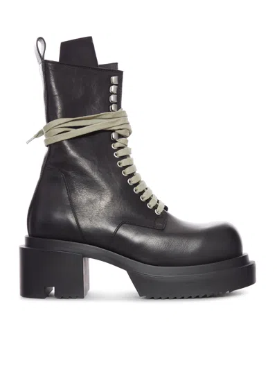 Rick Owens Laceup Bogun Boot In Black