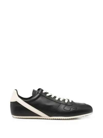 Rick Owens Lace-up Fastening Leather Sneakers In Black