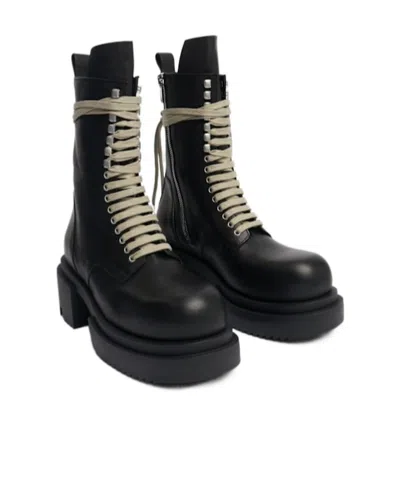 Rick Owens Lace-up Leather Boots In Black