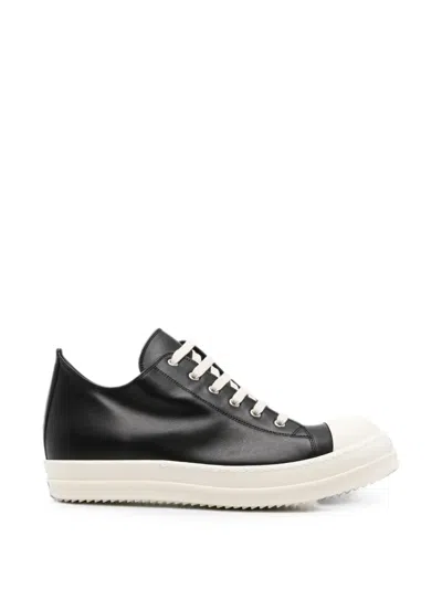 Rick Owens Lace-up Leather Sneakers In Black