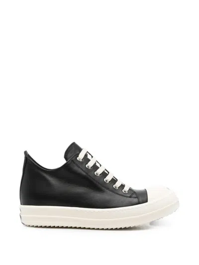 Rick Owens Lace-up Leather Sneakers In Black