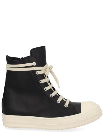 Rick Owens Lace-up Leather Sneakers In Black