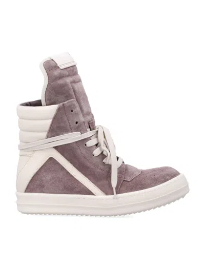 Rick Owens Lace-up Low-top Sneakers With Signature Platform Sole In Purple