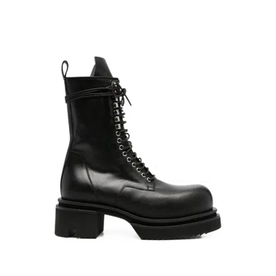 Rick Owens Lace-up Platform Calf Leather Combat Boot In Black