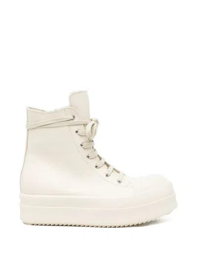 Rick Owens High Top Nappa Leather Sneakers Boots In Brown