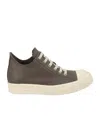 Rick Owens Brown Solid Low Sneakers In Gray