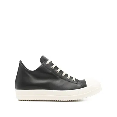 Rick Owens Lace-up Low-top Sneakers In Black