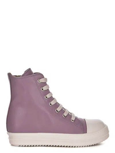 Rick Owens Lace-up Sneakers With Side Zip And Toe Caps In Purple