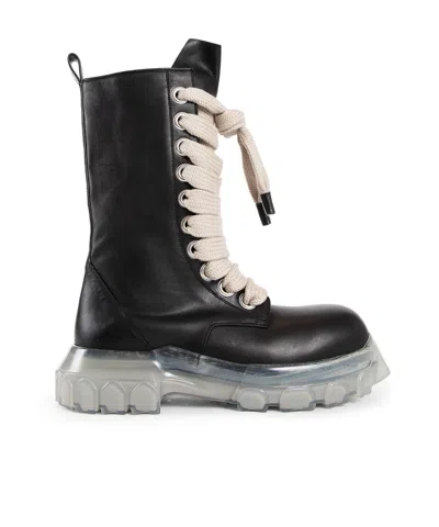 Rick Owens Lacing Short Boots In Black