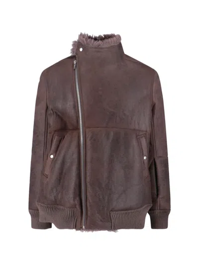 RICK OWENS LAMB LEATHER AND SHEARLING JACKET