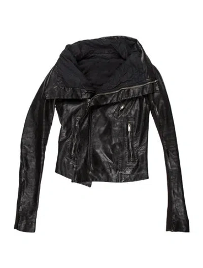 Pre-owned Rick Owens Lamb Leather Biker Jacket In Black