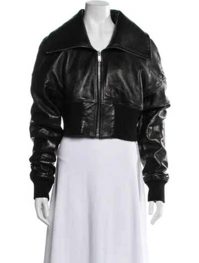 Pre-owned Rick Owens Lamb Leather Biker Jacket In Black