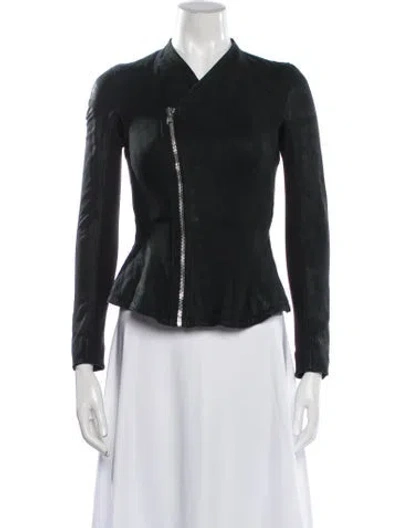 Pre-owned Rick Owens Lamb Leather Biker Jacket In Black