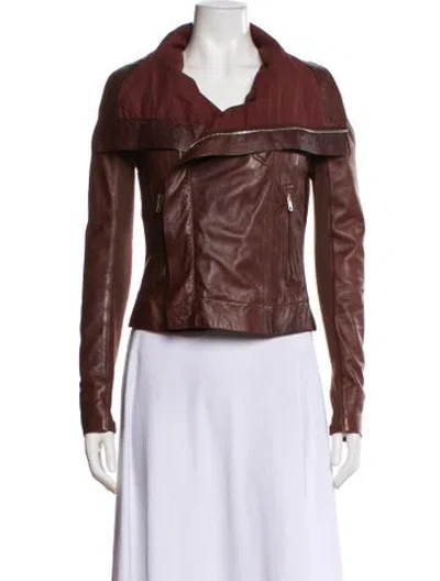 Pre-owned Rick Owens Lamb Leather Biker Jacket In Brown