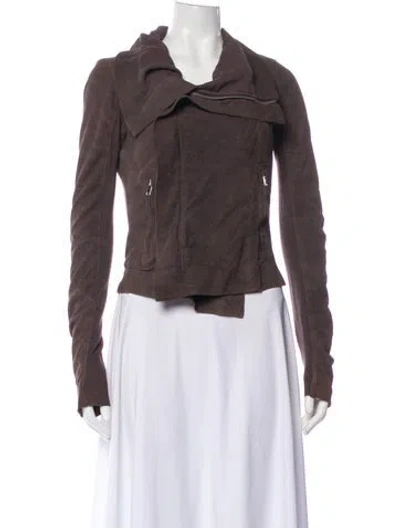 Pre-owned Rick Owens Lamb Leather Biker Jacket In Neutral