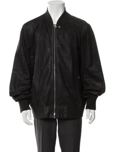 Pre-owned Rick Owens Lamb Leather Bomber Jacket In Black