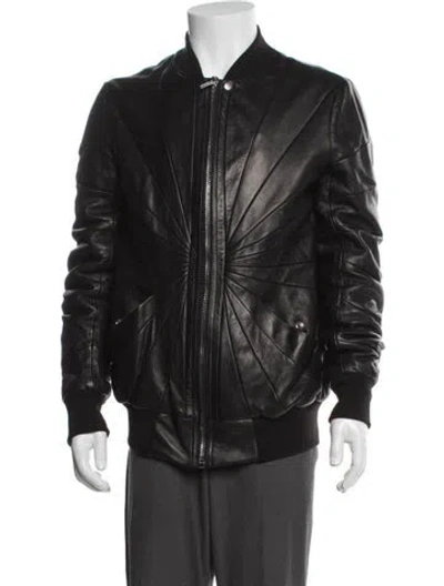 Pre-owned Rick Owens Lamb Leather Bomber Jacket In Black