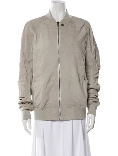 Pre-owned Rick Owens Lamb Leather Bomber Jacket In Neutral