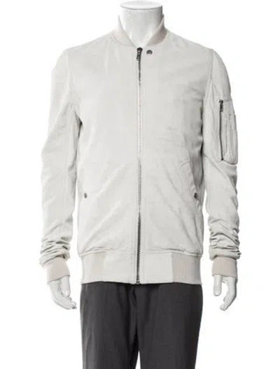 Pre-owned Rick Owens Lamb Leather Bomber Jacket In Neutral